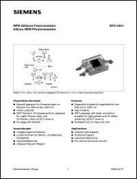 SFH3401 datasheet: Silicon NPN phototransistor SFH3401