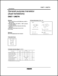 UMZ7N datasheet: PNP/NPN dual transistor, general purpose UMZ7N