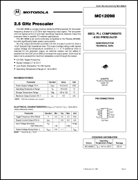 MC12098D datasheet: 2.5 GHz prescaler MC12098D