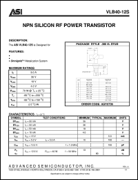 VLB40-12S datasheet: NPN silicon RF power transistor VLB40-12S