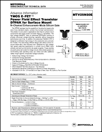 MTV25N50E datasheet: TMOS E-FET  power field effect transistor D3PAK for surface mount MTV25N50E