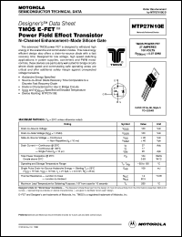 MTP27N10E datasheet: TMOS E-FET power field effect transistor MTP27N10E