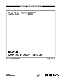 BLW98 datasheet: UHF linear power transistor BLW98
