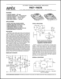 PA07A datasheet: Fet input power operational amplifier PA07A