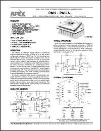 PA89A datasheet: High voltage power operational amplifier PA89A