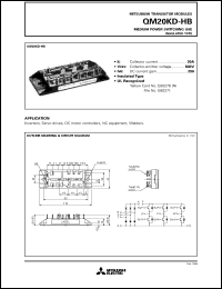 QM20KD-HB datasheet: 20A - transistor module for medium power switching use, insulated type QM20KD-HB
