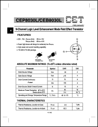 CEB8030L datasheet: N-channel logic level enhancement mode field effect transistor CEB8030L