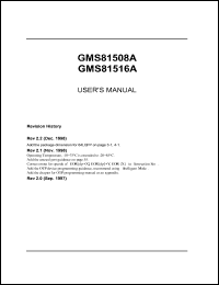 GMS81508 datasheet: HYUNDAI MicroElectronic, single chip microcomputer  designed CMOS technology. ROM 8K bytes. RAM 448 bytes. GMS81508