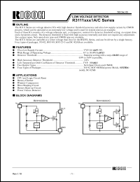 R3111H341C-T1 datasheet: Low voltage detector. Detector threshold (-Vdet) 3.4V. Output type: CMOS R3111H341C-T1