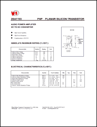 2SA1103 datasheet: PNP planar silicon transistor. Audio power amplifier DC to DC converter. 2SA1103