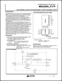 M62009L datasheet: Low power 2 output system reset IC with external input M62009L