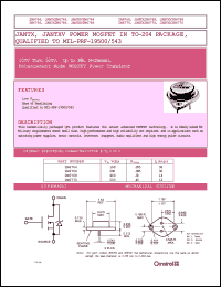JANTXV2N6764 datasheet: N-channel enhancement mode MOSFET power transistor JANTXV2N6764