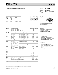 MCD40-12IO6 datasheet: 1200V thyristor/diode module MCD40-12IO6
