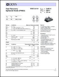 DSEI2X101-06P datasheet: 600V fast recovery epitaxial diode (FRED) DSEI2X101-06P