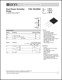 FSS100-008A datasheet: 80V dual power schottky diode FSS100-008A