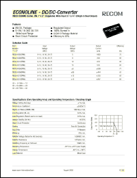 REC8-0905DRWL datasheet: 8W DC/DC converter with 9V input, +-5V/+-800mA output REC8-0905DRWL