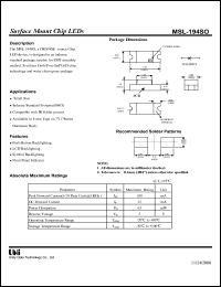 MSL-194SO datasheet: Surface mount chip LED MSL-194SO