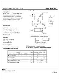 MSL-194UOL datasheet: Surface mount chip LED MSL-194UOL