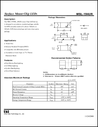 MSL-194UR datasheet: Surface mount chip LED MSL-194UR