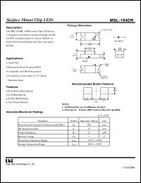 MSL-194DR datasheet: Surface mount chip LED MSL-194DR
