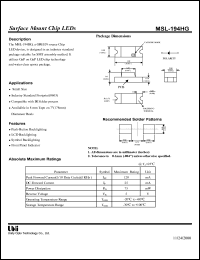 MSL-194HG datasheet: Surface mount chip LED MSL-194HG