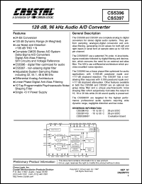 CS5396-KS datasheet: 120dB, 96kHz audio A/D coverter CS5396-KS