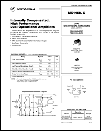 MC1458CDR2 datasheet: Dual Operational Amplifier, Internally Compensated MC1458CDR2