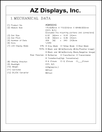 AGM3224G-FC-BBD-T datasheet: 0.0-6.0V; number of dots: 320 x 240dots; dot size:0.33 x 0.33mm; dot pitch:0.36 x 0.36mm; AZ display AGM3224G-FC-BBD-T