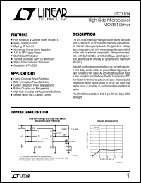 LTC1154CN8 datasheet: High-side micropower MOSFET driver LTC1154CN8