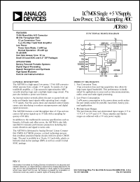 AD7880BN datasheet: 0.3-7V; 450mW; LC2MOS single low power, 12-bit sampling ADC. For digital signal processing, speech recognition and synthesis, high speed modems, control and instrumentation AD7880BN