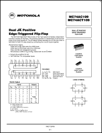 MC74AC109N datasheet: Dual JK Positive Edge Triggered Flip Flop MC74AC109N