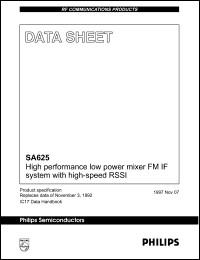 SA625DK datasheet: High performance low power mixer FM IF system with high-speed RSSI SA625DK