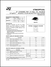 STM2DPFS30L datasheet: P-CHANNEL 30V - 0.145 OHM - 2A MINISO-8 STRIPFET MOSFET SCHOTTKY RECTIFIER STM2DPFS30L