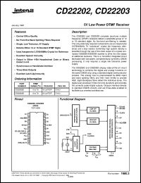 CD22202 datasheet: 5V Low Power DTMF Receiver CD22202
