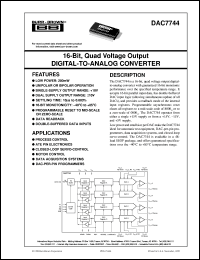 DAC7744E datasheet: 16-Bit, Quad Voltage Output Digital-to-Analog Converter DAC7744E