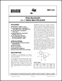 MPC104AP datasheet: Wide-Bandwidth 2X1 Video Multiplexer MPC104AP