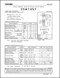 2SA1357 datasheet: Silicon PNP transistor for strobe flash applications and audio power amplifier applications 2SA1357