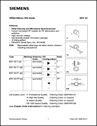 BXY43-T1P datasheet: HiRel silicon PIN diode BXY43-T1P