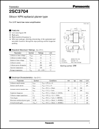 2SC3704 datasheet: Silicon NPN epitaxial planer type small signal transistor 2SC3704