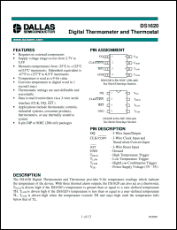 DS1620 datasheet: Digital Thermometer and Thermostat DS1620