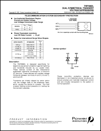 TISP3082L datasheet: Dual Symmetrical Overvoltage TISP for 3 Wire Ground Backed Ringer Protection TISP3082L